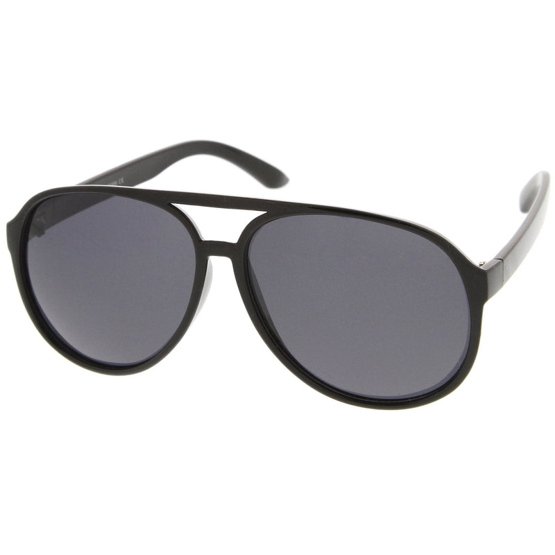 zeroUV Retro 1980's Fashion Plastic Aviator Polarized Lens Sunglasses 6119 Sunglasses White Smoke Black,Tortoise,Tortoise / Brown