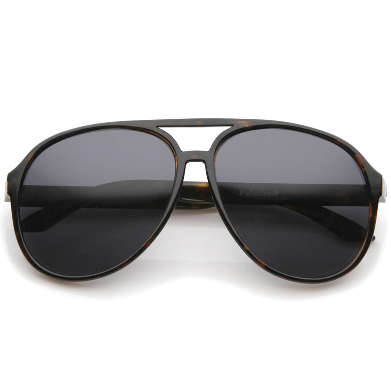 zeroUV Retro 1980's Fashion Plastic Aviator Polarized Lens Sunglasses 6119 Sunglasses White Smoke Tortoise
