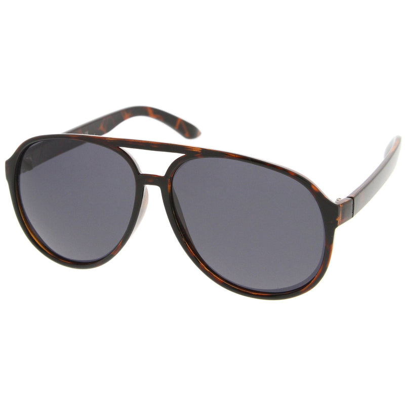 zeroUV Retro 1980's Fashion Plastic Aviator Polarized Lens Sunglasses 6119 Sunglasses White Smoke Black,Tortoise,Tortoise / Brown