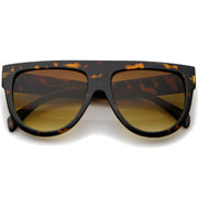 zeroUV Large Oversized Flat Top Teardrop Frame Aviator Sunglasses 9142 Sunglasses White Smoke Dark Tortoise Amber