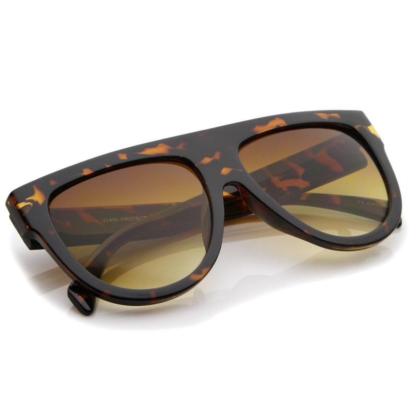 zeroUV Large Oversized Flat Top Teardrop Frame Aviator Sunglasses 9142 Sunglasses White Smoke Dark Tortoise Amber,Black Lavender,Matte Black Lavender,Tortoise Blue Gradient