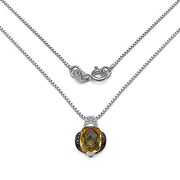 Bids.com 2.91 Carat Genuine Citrine, Champagne Diamond & White Diamond .925 Sterling Silver Pendant Pendants White Smoke