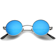 zeroUV Retro Lennon Style Round Circle Metal Mirror Lens Sunglasses 1408 Sunglasses White Smoke Silver Blue