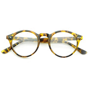 zeroUV Vintage European Clear Lens Small Round Glasses 8403 Glasses White Smoke Yellow Tortoise