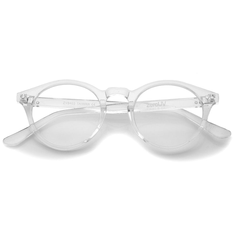 zeroUV Vintage European Clear Lens Small Round Glasses 8403 Glasses White Smoke Crystal Clear