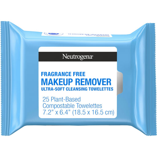 Neutrogena Neutrogena Fragrance-Free Makeup Remover Face Wipes, Daily Facial Cleansing Towelettes For Waterproof Makeup, Dirt & Oil, Gentle, Alcohol- & Fragrance Free, 100% Plant-Based Fibers Makeup Removers White Smoke