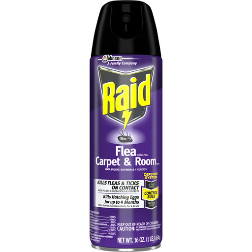 Raid Raid Flea Killer Aerosol Plus Carpet & Room Spray, 16 Oz Pest Control Black