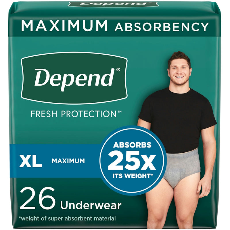 Depend Depend Fresh Protection Incontinence Underwear for Men, XL, 26 Count – Maximum Absorbency Incontinence Aids Dark Cyan