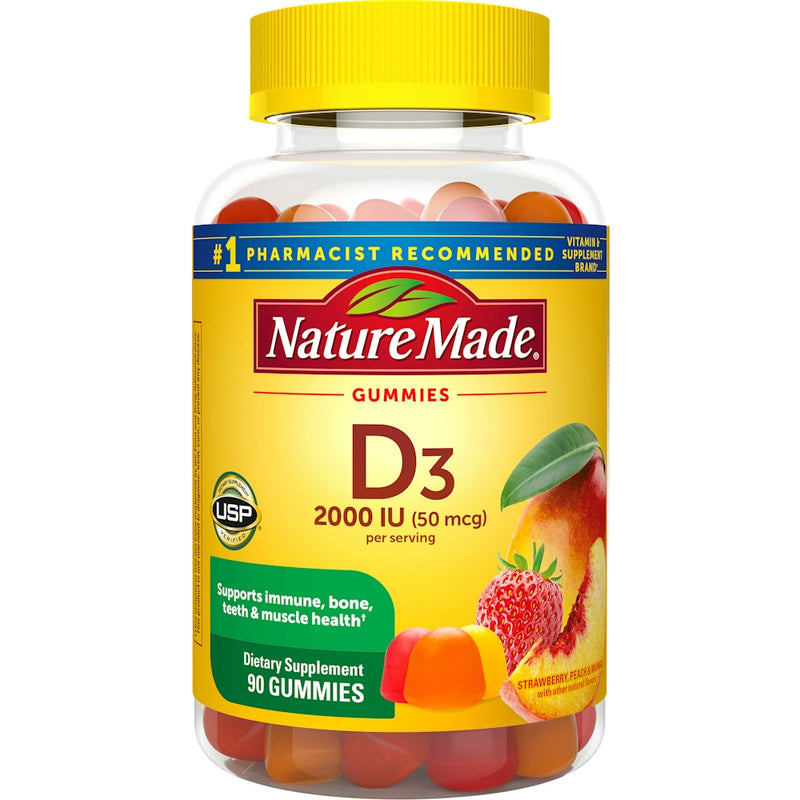 Nature Made Nature Made Vitamin D3 1000 IU (25 mcg) Adult Gummies, 90 Count Vitamins & Supplements White Smoke