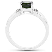 Bids.com 1.29 Carat Genuine Chrome Diopside and White Topaz .925 Sterling Silver Ring Rings White Smoke size 7.00,size 6.00,size 8.00,size 9.00