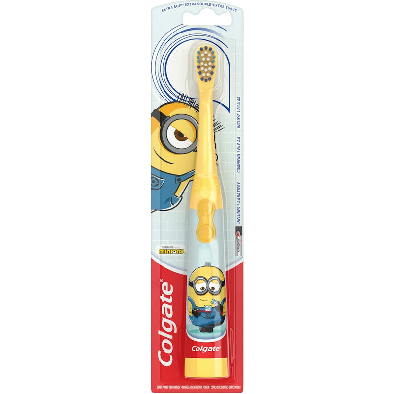 Colgate Colgate Kids Powered Toothbrush, Minions Theme, Extra Soft Bristles, 1 Count – Battery Operated Sonic Toothbrush for Children Toothbrushes Lavender