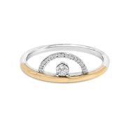 Bids.com 14K Yellow Gold Plated Sterling Silver 1/10 Cttw Diamond Arc Ring Rings White Smoke 7 / YellowWhite.Sterling Silver