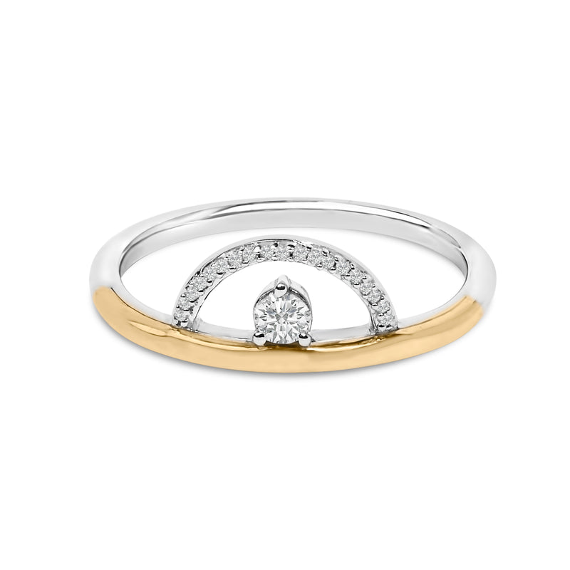 Bids.com 14K Yellow Gold Plated Sterling Silver 1/10 Cttw Diamond Arc Ring Rings White Smoke 7 / YellowWhite.Sterling Silver
