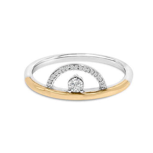 Bids.com 14K Yellow Gold Plated Sterling Silver 1/10 Cttw Diamond Arc Ring Rings White Smoke 7 / YellowWhite.Sterling Silver