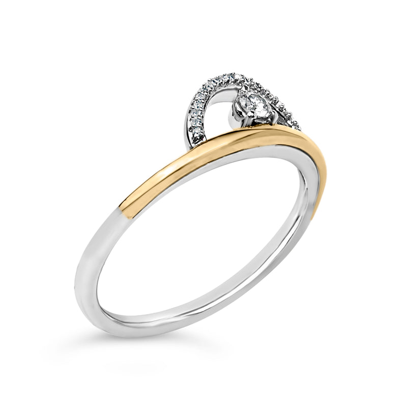 Bids.com 14K Yellow Gold Plated Sterling Silver 1/10 Cttw Diamond Arc Ring Rings White Smoke 7 / YellowWhite.Sterling Silver