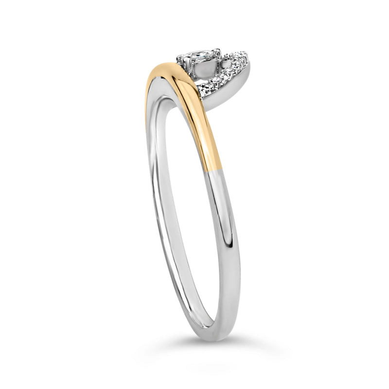 Bids.com 14K Yellow Gold Plated Sterling Silver 1/10 Cttw Diamond Arc Ring Rings White Smoke 7 / YellowWhite.Sterling Silver