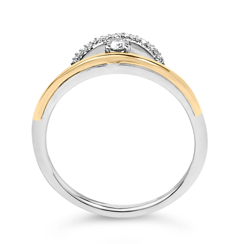 Bids.com 14K Yellow Gold Plated Sterling Silver 1/10 Cttw Diamond Arc Ring Rings White Smoke 7 / YellowWhite.Sterling Silver