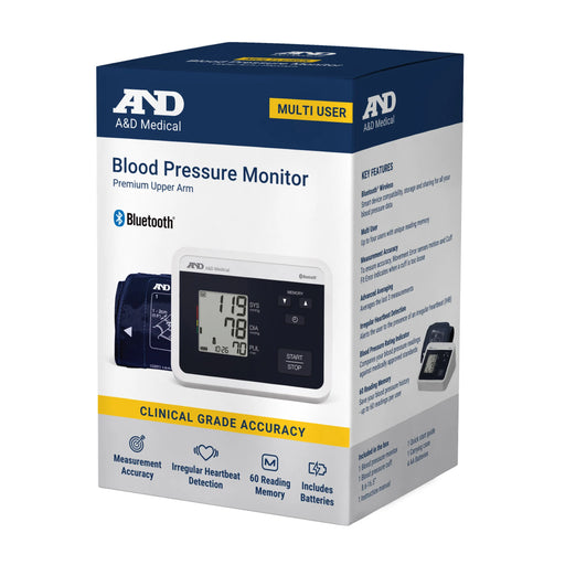 A&D Advanced Bluetooth Blood Pressure Monitor, Upper Arm Gold Edition – Multi-User Sharing Blood Pressure Monitors White Smoke