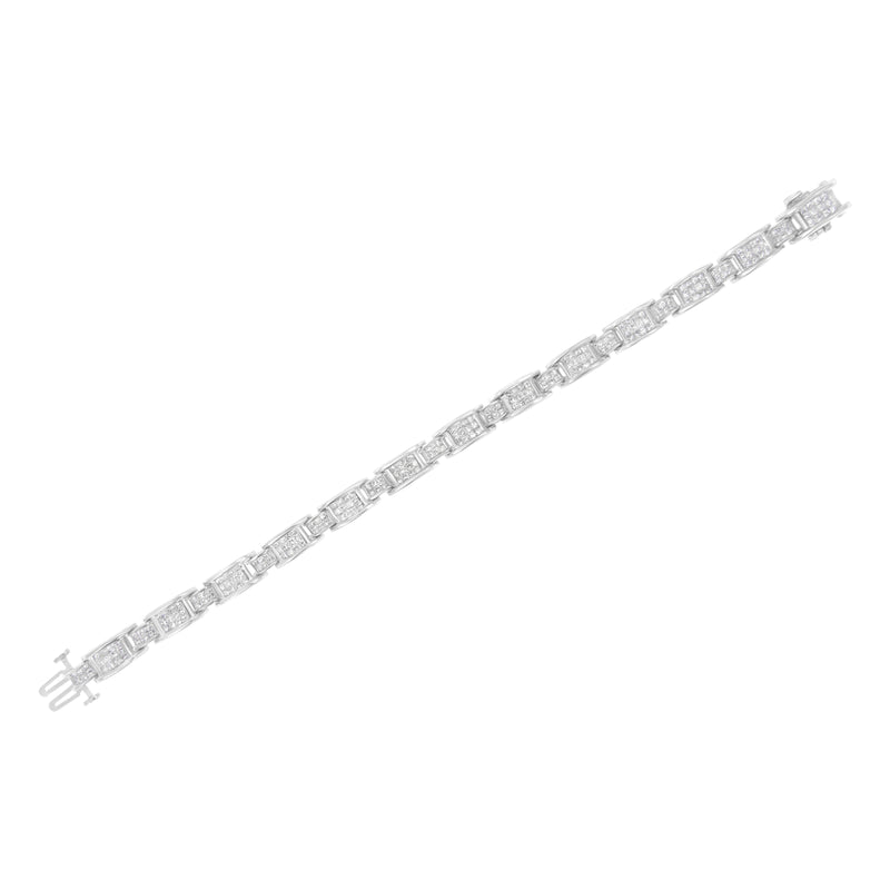 Bids.com 14K White Gold 5.0 Cttw Princess Cut Diamond Invisible Set Alternating Size D Shaped Links Tennis Bracelet (H-I Color, SI2-I1 Clarity) - 7â€ Bracelets White Smoke White.Gold / 7