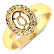 Bids.com 0.22 Carat Genuine White Diamond 14K Yellow Gold Semi Mount Ring - holds 9x7mm Oval Gemstone Rings White Smoke size 6.00,size 7.00,size 8.00