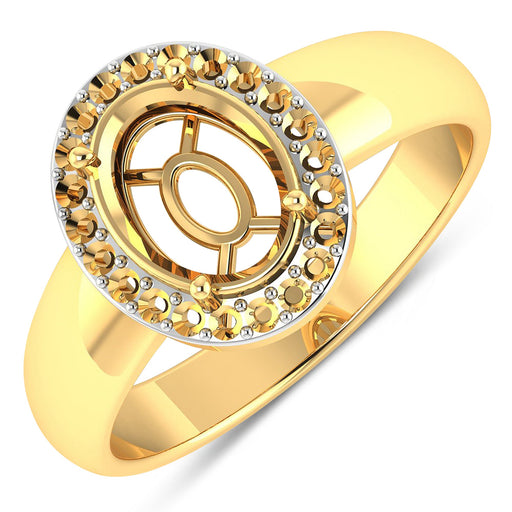 Bids.com 0.22 Carat Genuine White Diamond 14K Yellow Gold Semi Mount Ring - holds 9x7mm Oval Gemstone Rings White Smoke size 6.00,size 7.00,size 8.00