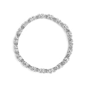 Bids.com 14K White Gold 7 3/8 Cttw Round Brilliant Diamond Floral Cluster and S Link Bracelet (H-I Color, SI2-I1 Clarity) - 7" Inches Bracelets White Smoke White.Gold / 7
