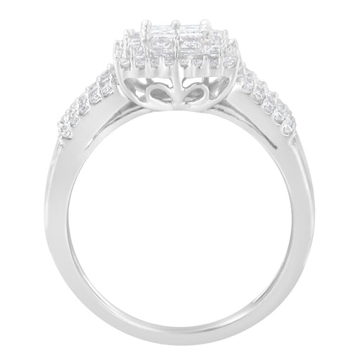 Bids.com 10K White Gold Diamond Cluster Ring (1 cttw, H-I Color, I1-I2 Clarity) Rings White Smoke 7 / White.Gold