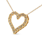 Bids.com 10K Yellow Gold Flashed .925 Sterling Silver 1/2 Cttw Champagne Diamond Miracle Plate Heart Pendant Necklace (K-L Color, I1-I2 Clarity) - 18" Necklaces White Smoke Yellow.Sterling Silver / 18