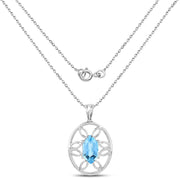 Bids.com 6.17 Carat Genuine Swiss Blue Topaz .925 Sterling Silver Pendant Pendants White Smoke