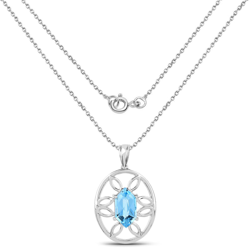 Bids.com 6.17 Carat Genuine Swiss Blue Topaz .925 Sterling Silver Pendant Pendants White Smoke