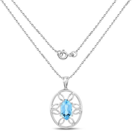 Bids.com 6.17 Carat Genuine Swiss Blue Topaz .925 Sterling Silver Pendant Pendants White Smoke