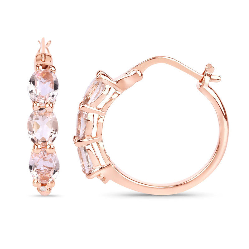 Bids.com 1.63 Carat Genuine Morganite and White Diamond .925 Sterling Silver Earrings Earrings White Smoke