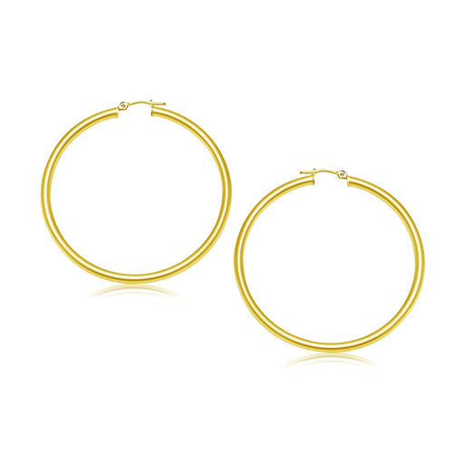 Bids.com 14k Yellow Gold Polished Hoop Earrings (3x30mm) Earrings White Smoke Yellow Gold