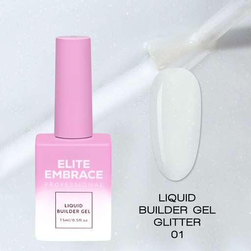 nbmsupply ELITE EMBRACE Professional Liquid Builder Gel Glitter 01 15ml ELBGG0115 Lavender