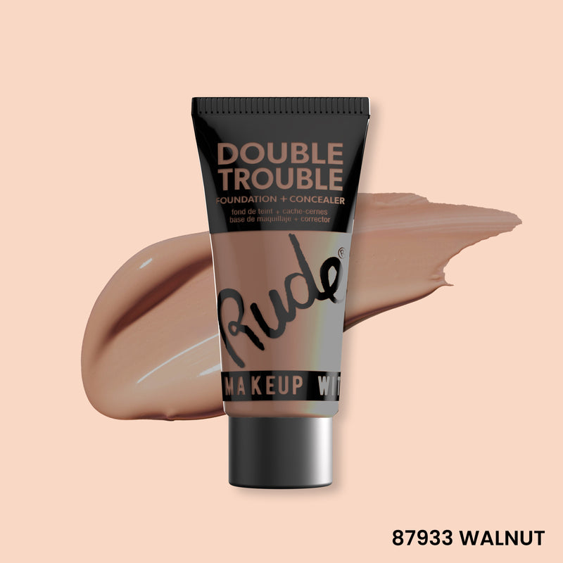 Rude Cosmetics Double Trouble Foundation and Concealer Foundation Peach Puff Walnut 19