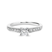 Bids.com 14K White Gold Diamond 1/2 Cttw Princess Cut Diamond Engagement Ring (G-H Color, VS2-SI1 Clarity) - Size 7 Rings White Smoke 7 / White.Gold