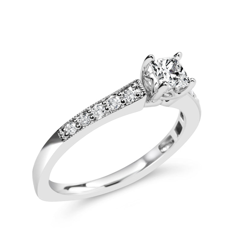Bids.com 14K White Gold Diamond 1/2 Cttw Princess Cut Diamond Engagement Ring (G-H Color, VS2-SI1 Clarity) - Size 7 Rings White Smoke 7 / White.Gold