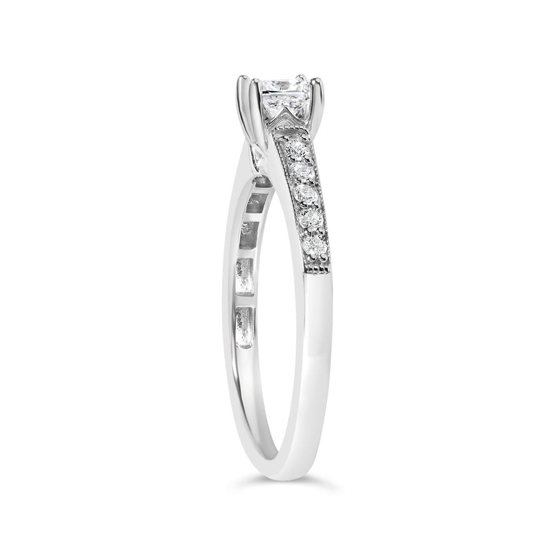 Bids.com 14K White Gold Diamond 1/2 Cttw Princess Cut Diamond Engagement Ring (G-H Color, VS2-SI1 Clarity) - Size 7 Rings White Smoke 7 / White.Gold