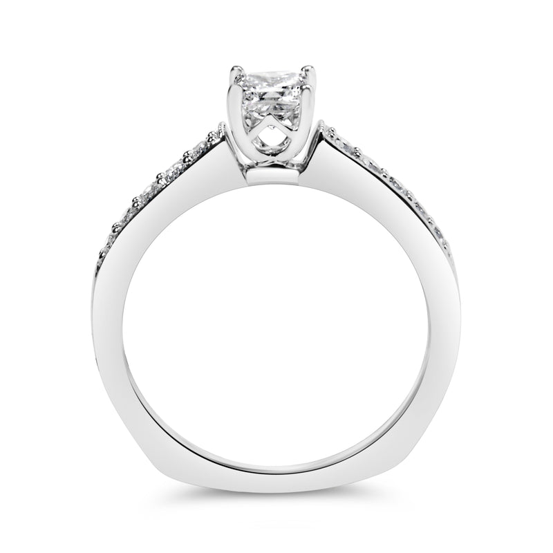 Bids.com 14K White Gold Diamond 1/2 Cttw Princess Cut Diamond Engagement Ring (G-H Color, VS2-SI1 Clarity) - Size 7 Rings White Smoke 7 / White.Gold