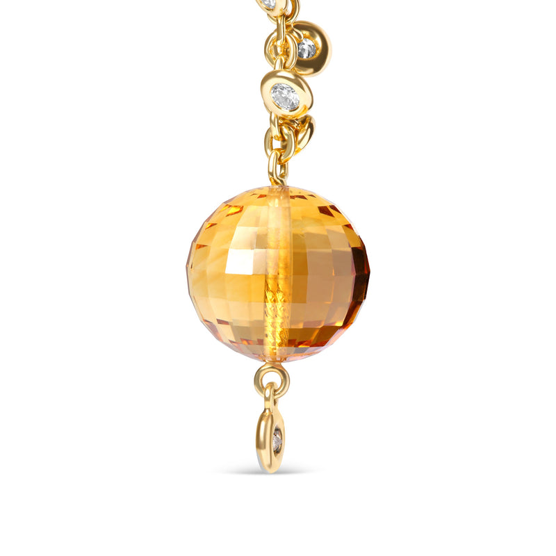 Bids.com 18K Yellow Gold 2/3 Cttw Round Bezel Diamond and 25mm Ball Shaped Yellow Citrine Gemstone Dangle Stud Earring (Brown and G-H Color, SI1-SI2 Clarity) Earrings White Smoke Yellow.Gold / 0.63