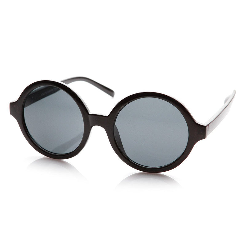 zeroUV Retro Sleek Large Round Fashion Sunglasses 8704 Sunglasses White Smoke Solid Black,Solid Tortoise,Brown,Smoke,Tortoise Clear,Black Clear