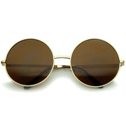 zeroUV Oversize Vintage Inspired Metal Round Circle Sunglasses 8370 Sunglasses White Smoke Gold Brown