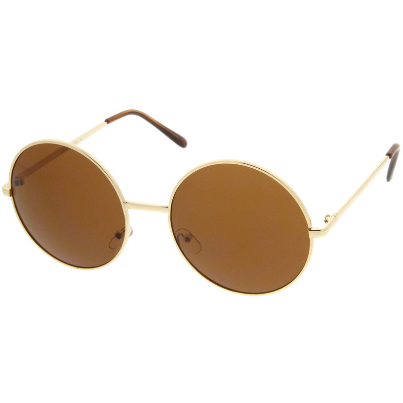 zeroUV Oversize Vintage Inspired Metal Round Circle Sunglasses 8370 Sunglasses White Smoke Gold Brown,Black Lavender,Silver Green,Gold Gradient,Silver Gradient,Gold Green,Black Smoke,Black Green,Gold Smoke,Silver Pink,Silver / Lavender Pink