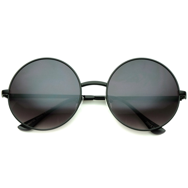zeroUV Oversize Vintage Inspired Metal Round Circle Sunglasses 8370 Sunglasses White Smoke Black Lavender