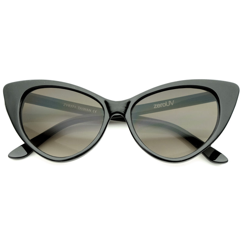 zeroUV Womens Fashion Hot Tip Pointed Vintage Cat Eye Sunglasses 8371 Sunglasses White Smoke Black Gradient