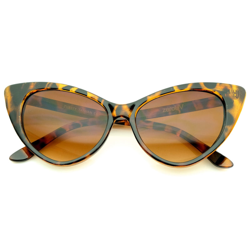 zeroUV Womens Fashion Hot Tip Pointed Vintage Cat Eye Sunglasses 8371 Sunglasses White Smoke Crazy Tortoise