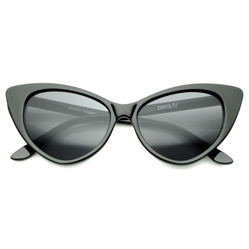 zeroUV Womens Fashion Hot Tip Pointed Vintage Cat Eye Sunglasses 8371 Sunglasses White Smoke Black Smoke