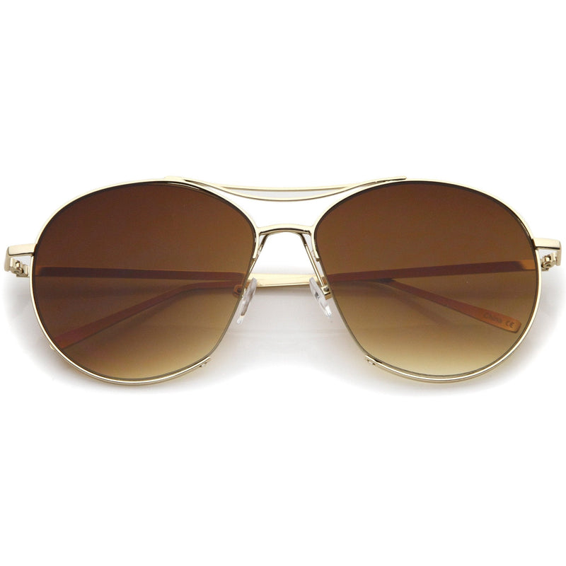 zeroUV Oversize Thin Metal Flat Gradient Flat Lens Sunglasses A845 Sunglasses White Smoke Gold Amber