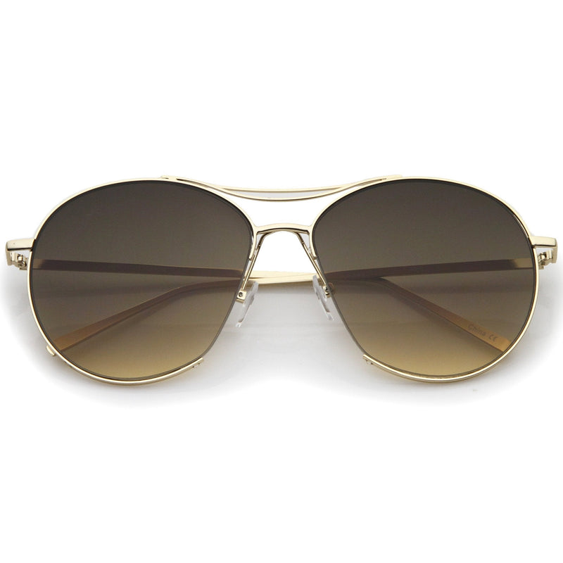 zeroUV Oversize Thin Metal Flat Gradient Flat Lens Sunglasses A845 Sunglasses White Smoke Gold Smoke Gradient