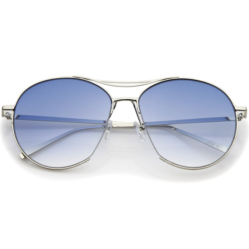 zeroUV Oversize Thin Metal Flat Gradient Flat Lens Sunglasses A845 Sunglasses White Smoke Silver Blue Gradient